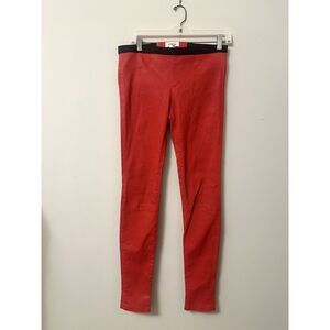 NWT Helmut Lang Red Stretch Lambskin Leather Leggings Pants Low Rise Size 8
